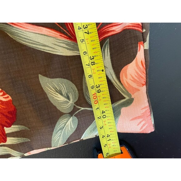 Tommy Bahama Hawaiian Brown Floral Silk Stretch Pants Zip Sz 12 Tropical - Picture 8 of 11